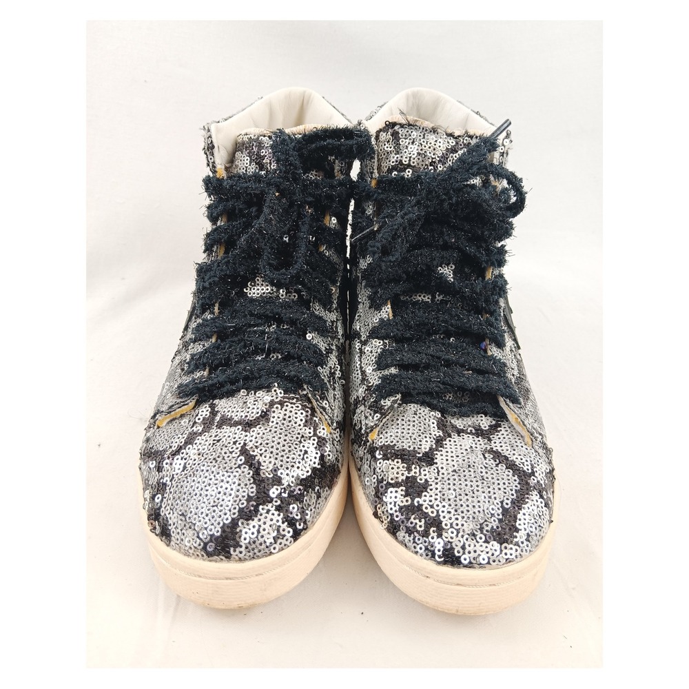 Converse Pro Leather High Top Sequin Snakequins Black Silver Sneakers Women's‎ 9 - Picture 3 of 11
